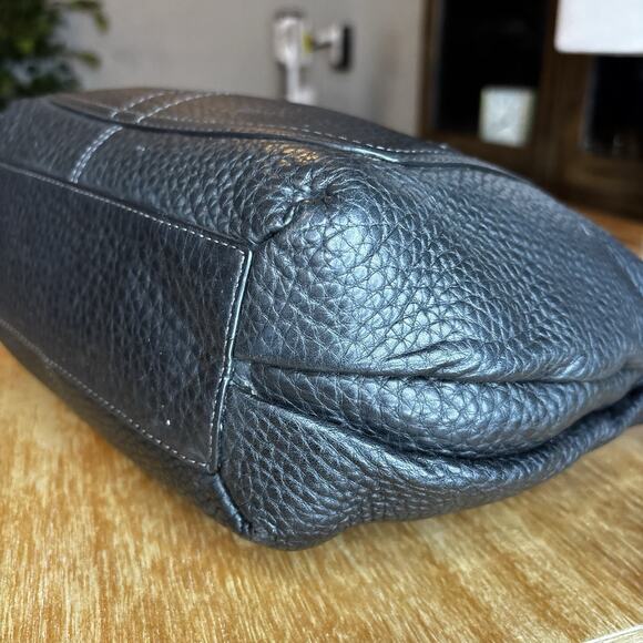 COACH Black Pebbled Leather Hobo Shoulder Bag Handbag Purse Zip Front Pocket - Picture 14 of 16